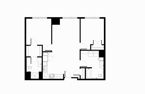 Floor plan for 2 beds, 2 baths